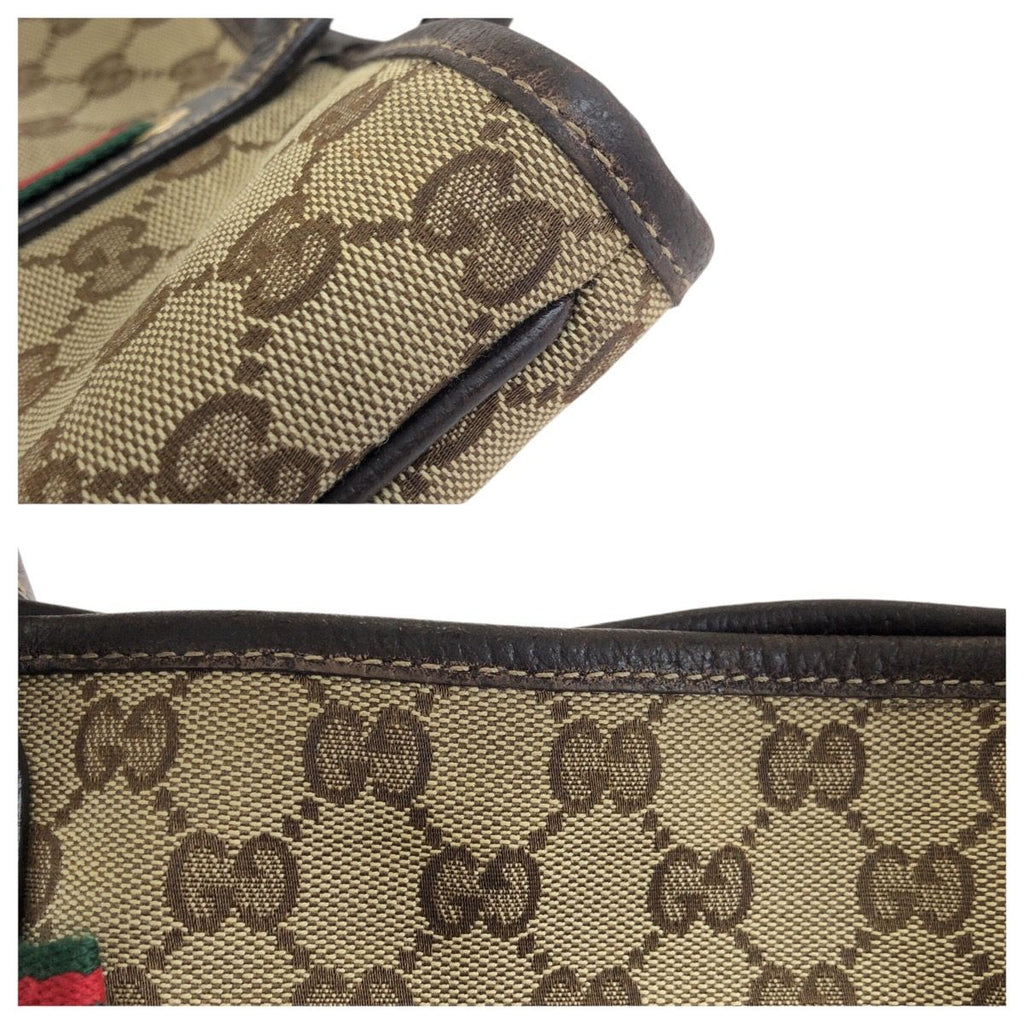 Gucci Principe Beige Brown Gold GG Canvas Leather Tote Shoulder — view 6