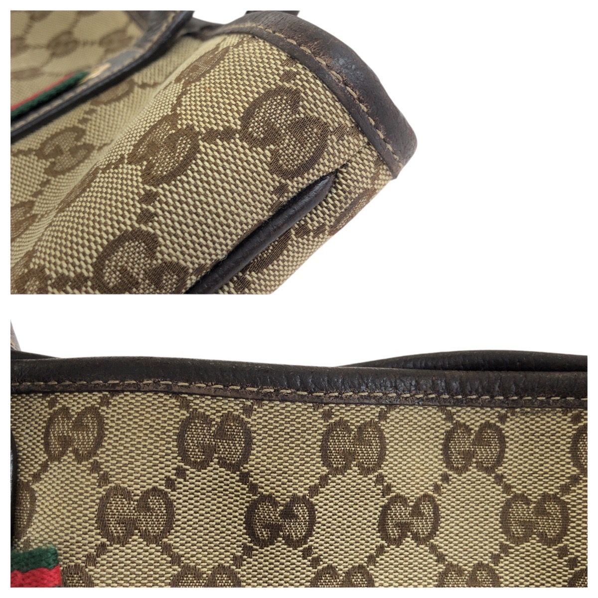 Gucci Principe Beige Brown Gold GG Canvas Leather Tote Shoulder — view 6
