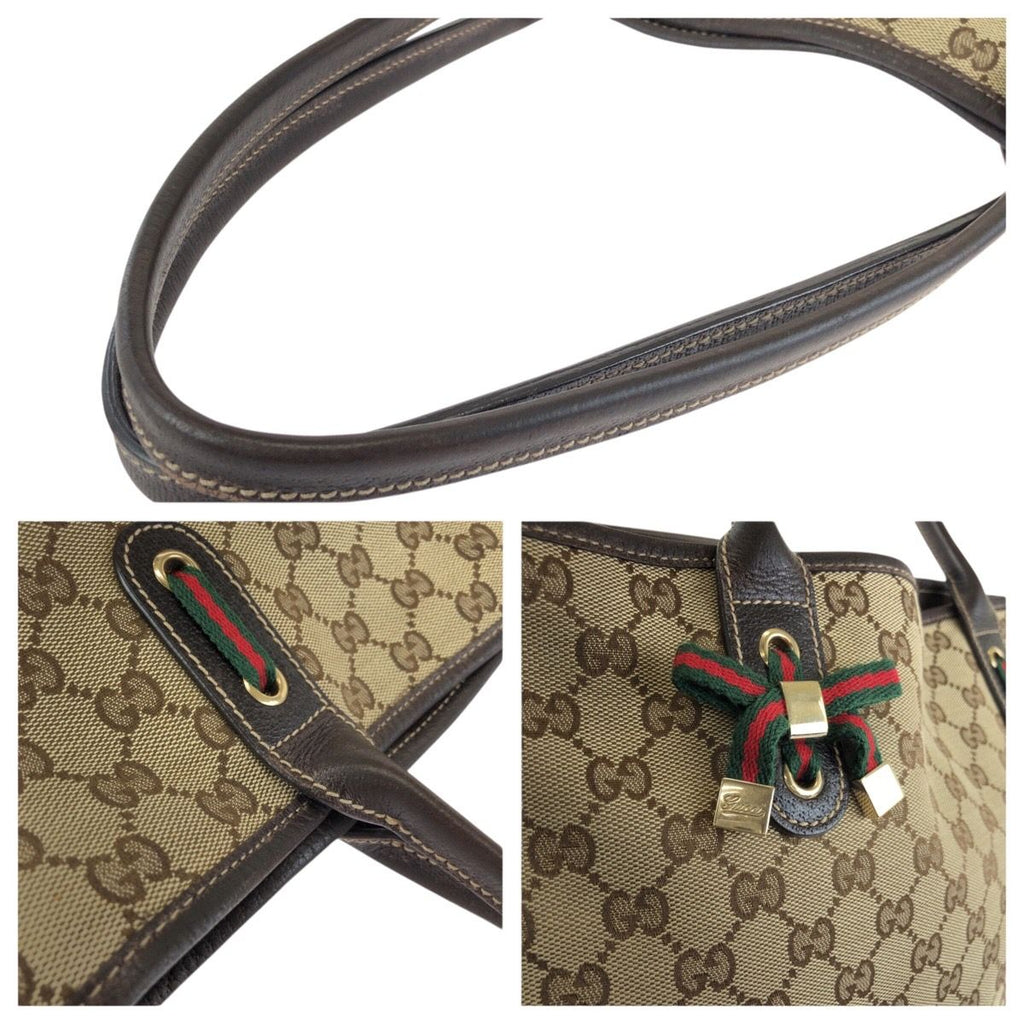 Gucci Principe Beige Brown Gold GG Canvas Leather Tote Shoulder — view 5
