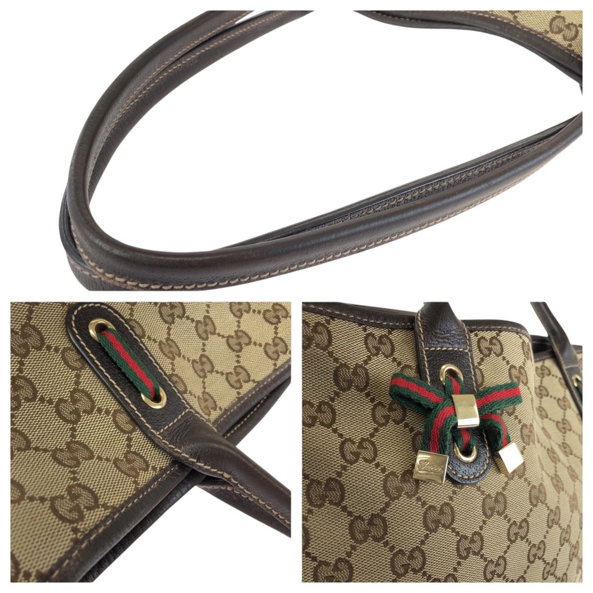 Gucci Principe Beige Brown Gold GG Canvas Leather Tote Shoulder — view 5