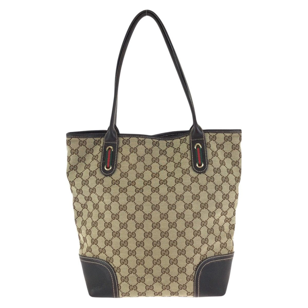Gucci Principe Beige Brown Gold GG Canvas Leather Tote Shoulder — view 2