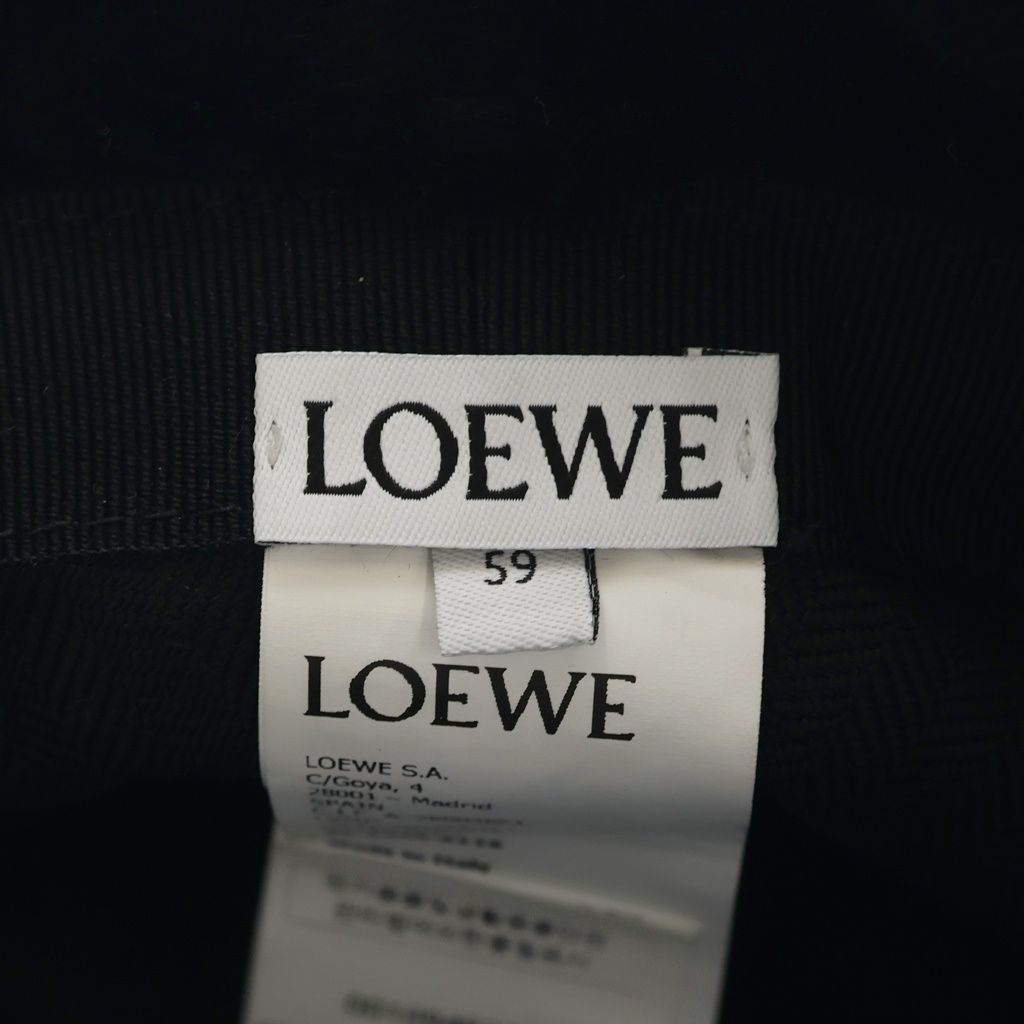 Loewe Shearling Panama Shirred Bucket Hat Logo Black — view 6
