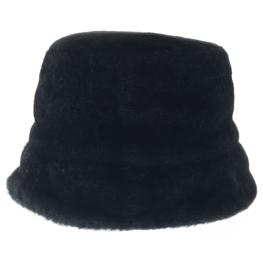 Loewe Shearling Panama Shirred Bucket Hat Logo Black — view 2