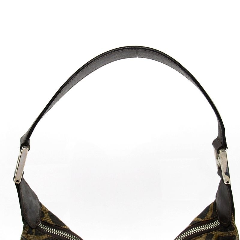Fendi Zucca Shoulder Bag Canvas Leather Brown Black — view 2
