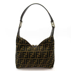 Fendi Zucca Shoulder Bag Canvas Leather Brown Black — view 4