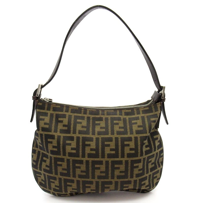 Fendi Zucca Shoulder Bag Canvas Leather Brown