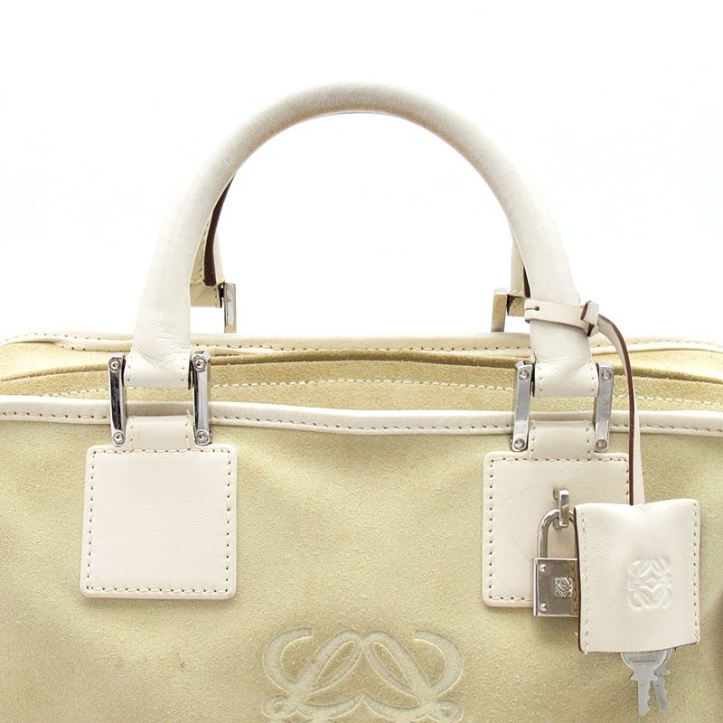 Loewe Amazona 28 Suede Leather Handbag Beige — view 2