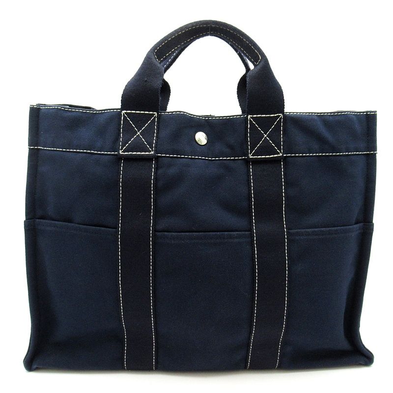 Hermes Deauville MM Canvas Tote Navy