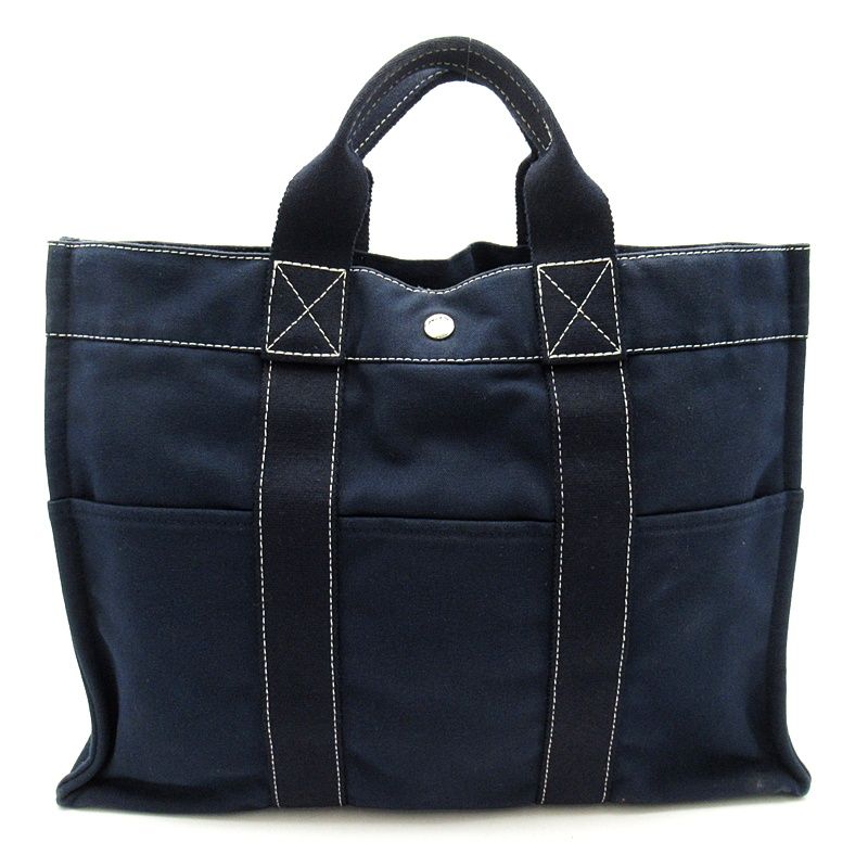 Hermes Deauville MM Canvas Tote Navy — view 4