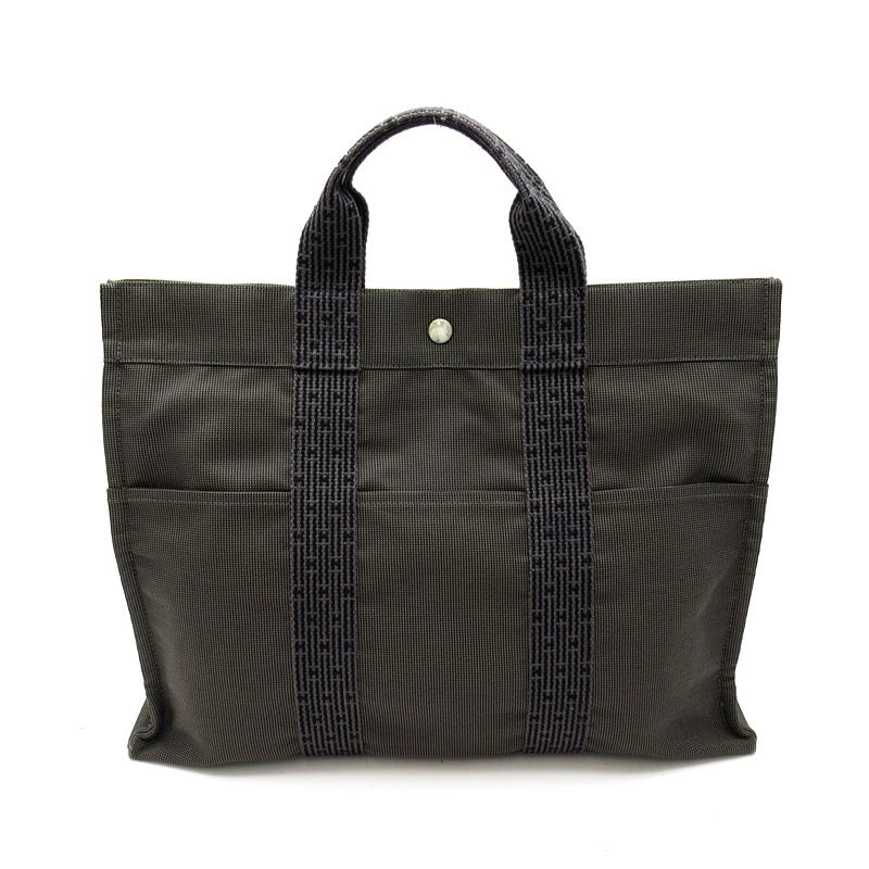 Hermes Her Line Tote MM Canvas Black Gray