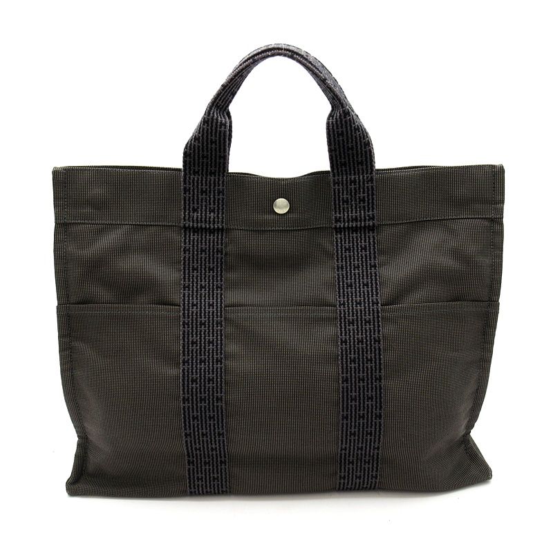 Hermes Her Line Tote MM Canvas Black Gray — view 4