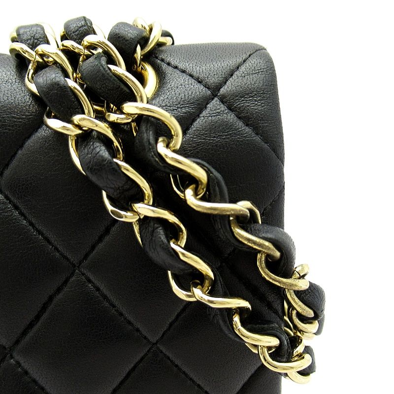 Chanel Quilted 25 Double Flap Lambskin Shoulder Bag Black — view 2