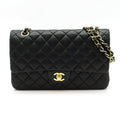 Chanel Quilted 25 Double Flap Lambskin Shoulder Bag Black