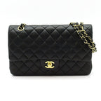 Chanel Quilted 25 Double Flap Lambskin Shoulder Bag Black