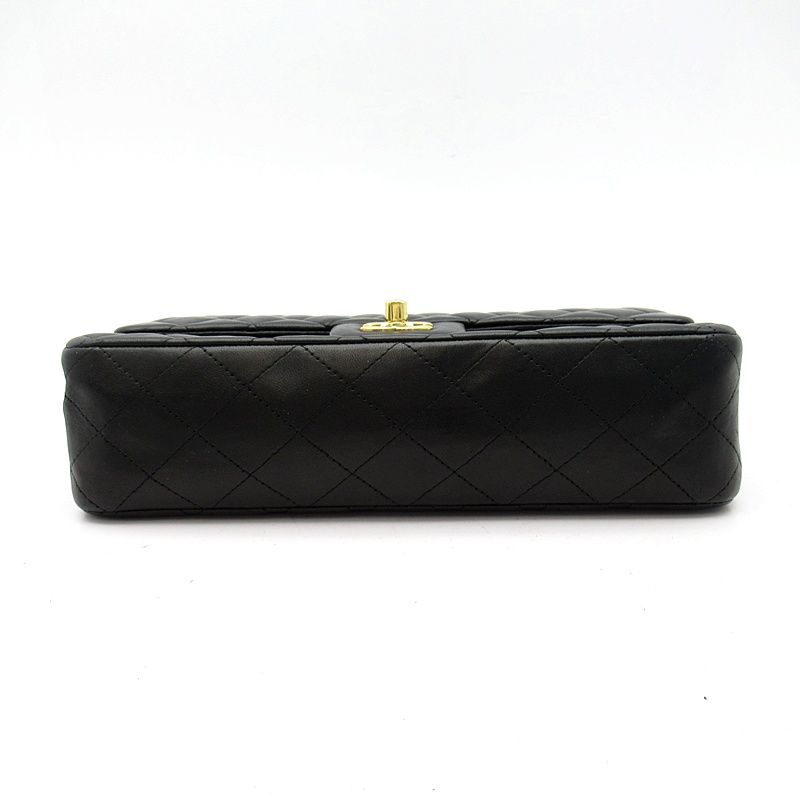 Chanel Quilted 25 Double Flap Lambskin Shoulder Bag Black — view 6