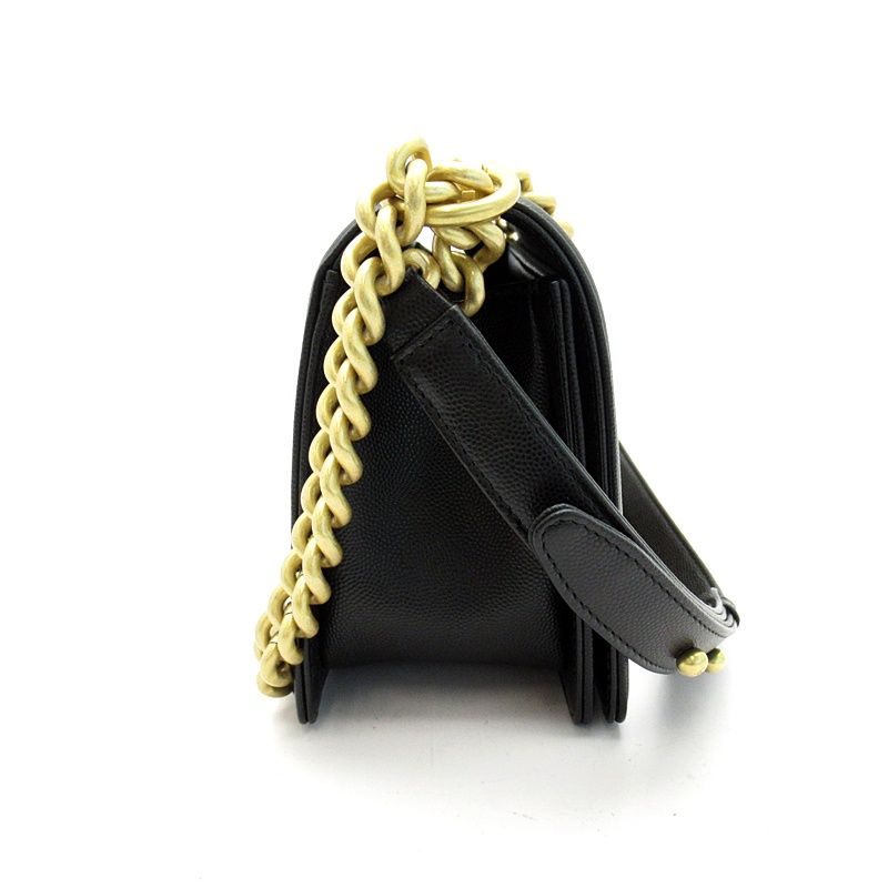 Chanel Boy Chain Shoulder Bag Caviar Leather Black — view 5