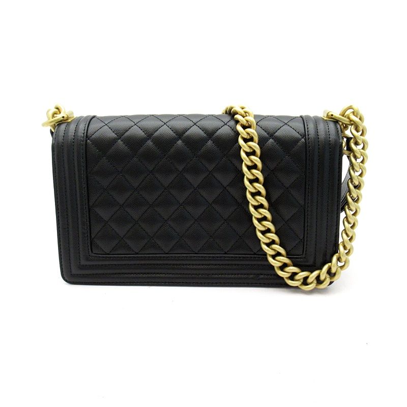Chanel Boy Chain Shoulder Bag Caviar Leather Black — view 4