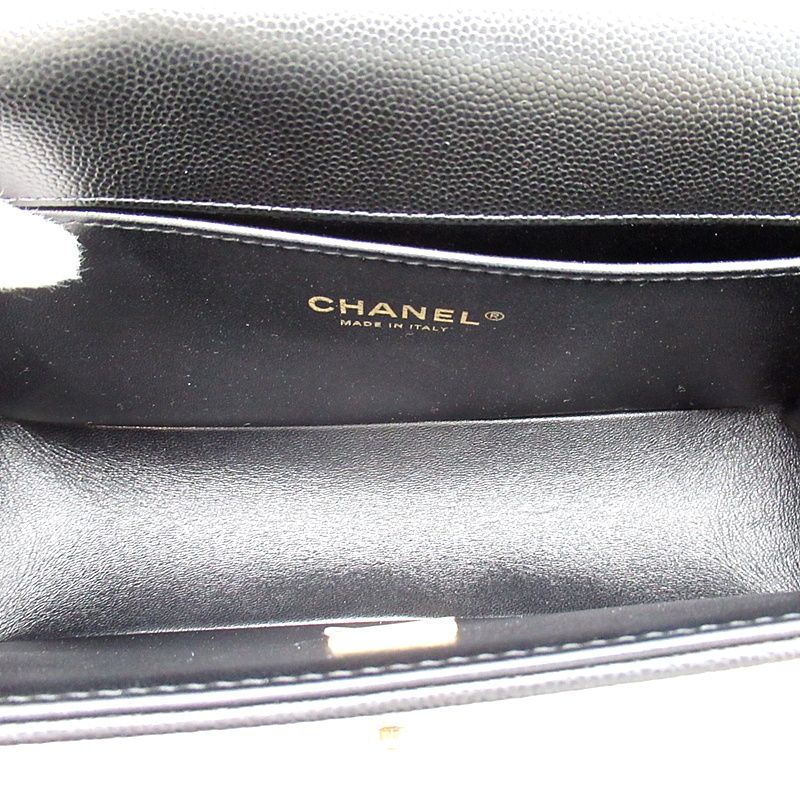 Chanel Boy Chain Shoulder Bag Caviar Leather Black — view 7