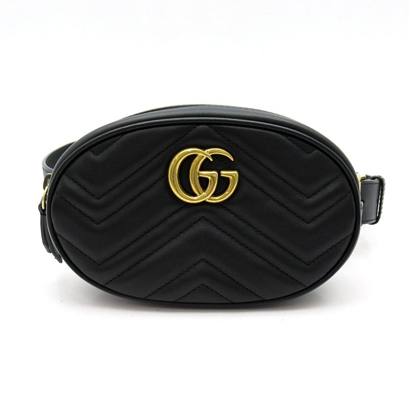 Gucci GG Marmont Waist Pouch Belt Bag Leather Black