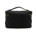 Gucci Cosmetic Vanity Bag GG Canvas Leather Bag Black — view 4