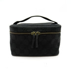 Gucci Cosmetic Vanity Bag GG Canvas Leather Bag Black