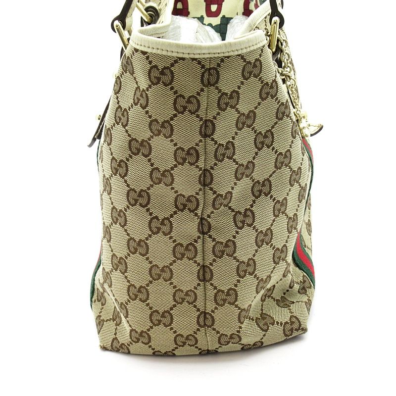 Gucci Sherry Line Tote GG Canvas Leather Beige — view 5