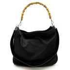 Gucci Bambu 2-Way Handbag 001 Nylon Canvas Black