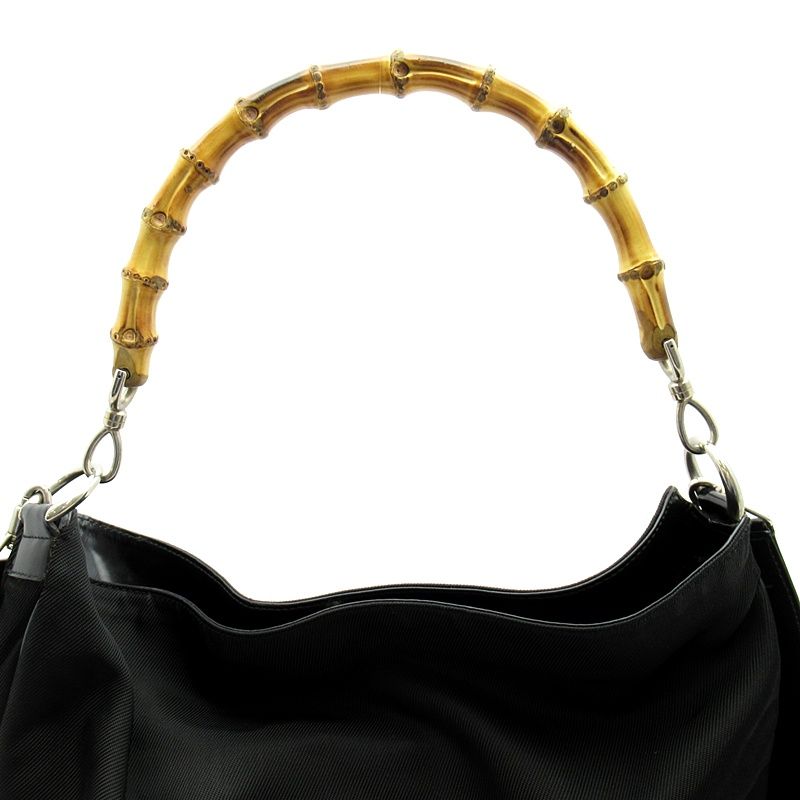 Gucci Bambu 2-Way Handbag 001 Nylon Canvas Black — view 2