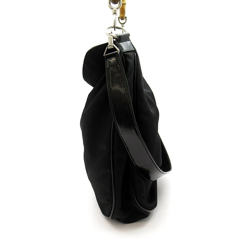 Gucci Bambu 2-Way Handbag 001 Nylon Canvas Black — view 5