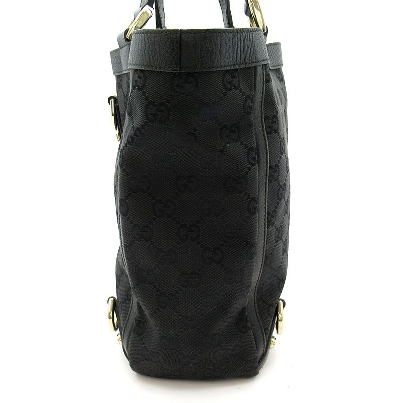 Gucci Abbey Handbag GG Canvas Leather Tote Black — view 3