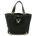 Gucci Abbey Handbag GG Canvas Leather Tote Black