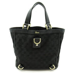 Gucci Abbey Handbag GG Canvas Leather Tote Black