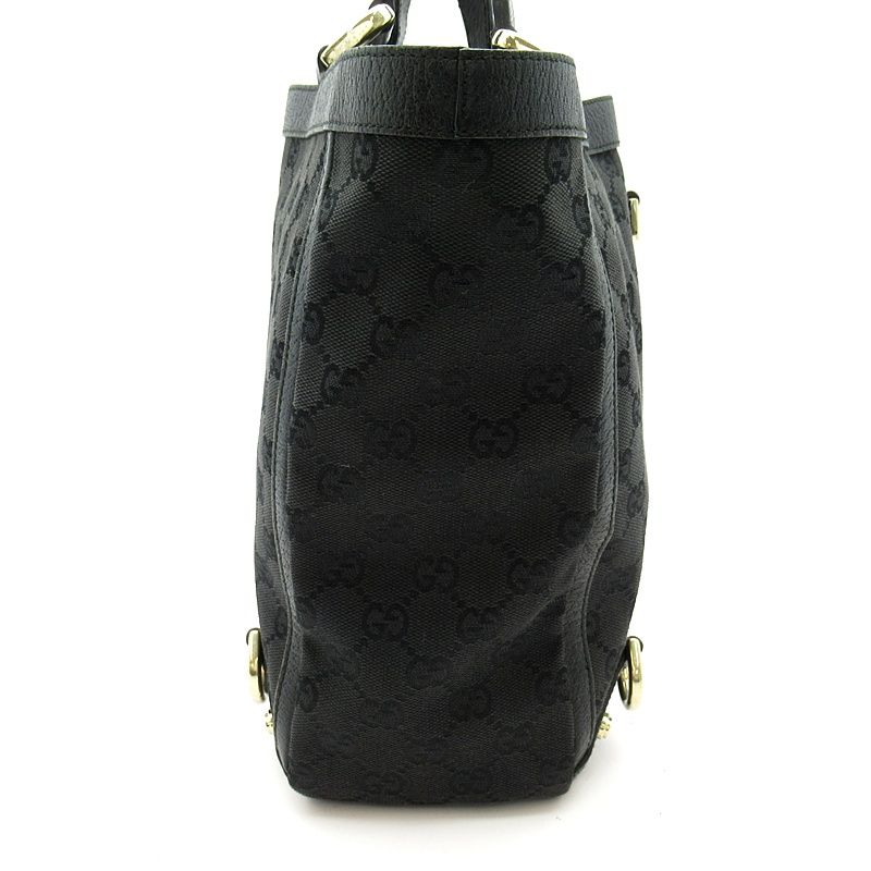 Gucci Abbey Handbag GG Canvas Leather Tote Black — view 5