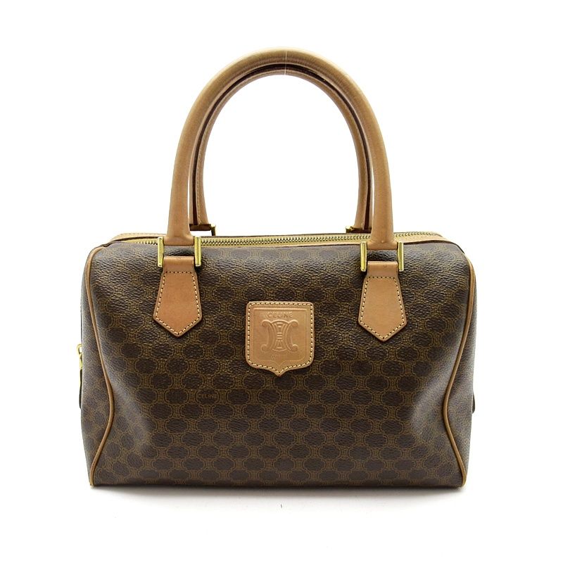 Celine Macadam Handbag Leather Brown