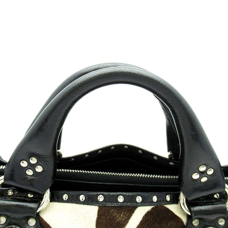 Celine Boogie Bag Calf Hair Leather Handbag Brown — view 2