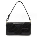 Dior Trotter Shoulder Bag Canvas Leather Black