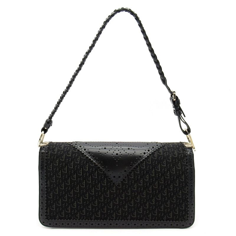 Dior Trotter Shoulder Bag Canvas Leather Black — view 4