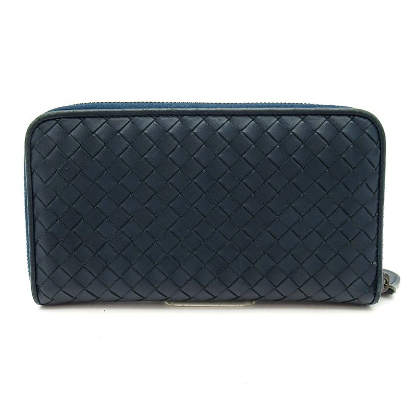 Bottega Veneta Intrecciato Full Zip Wallet Navy — view 2