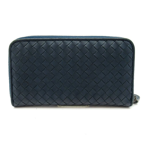 Bottega Veneta Intrecciato Full Zip Wallet Navy — view 2