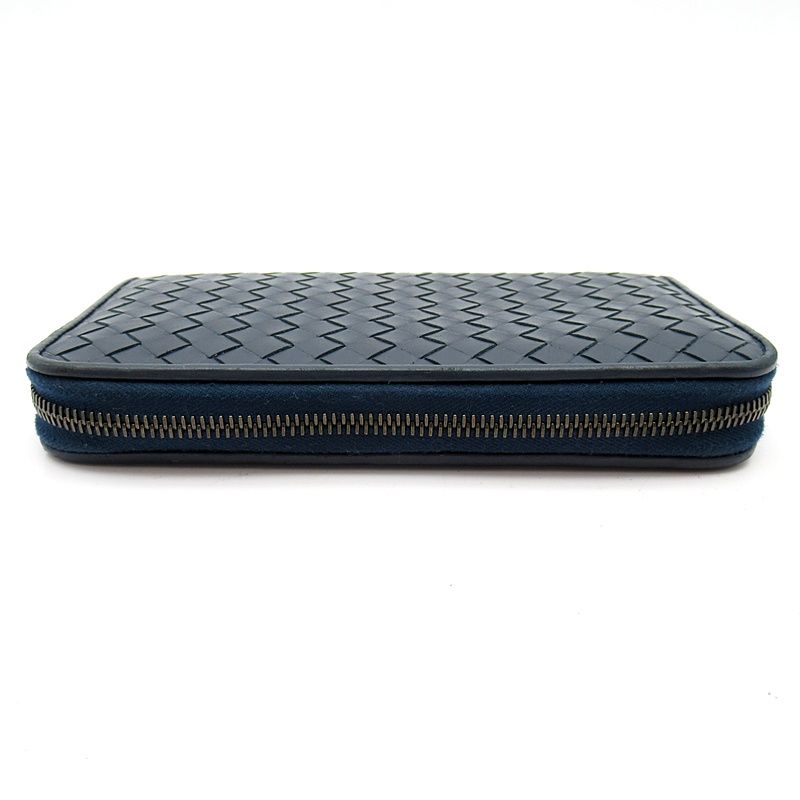 Bottega Veneta Intrecciato Full Zip Wallet Navy — view 3