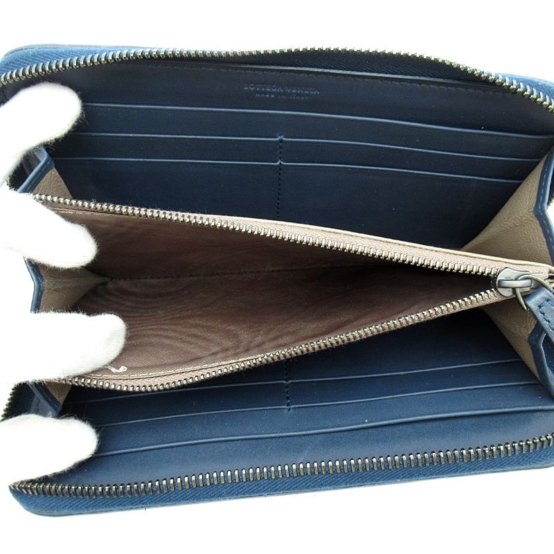 Bottega Veneta Intrecciato Full Zip Wallet Navy — view 5
