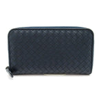 Bottega Veneta Intrecciato Full Zip Wallet Navy
