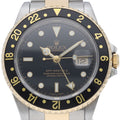 Rolex GMT Master 2 Buckle 18k Yellow Gold SS Watch Black Polished Beauty