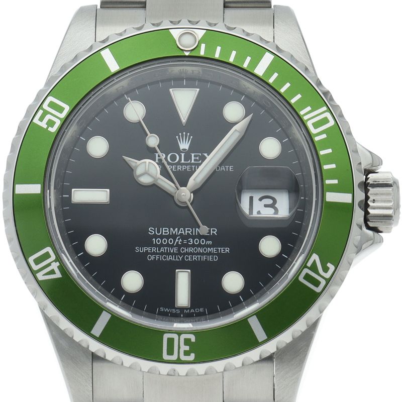 Rolex Submariner Date Green Roulette Lime Bezel Box SS Watch Black
