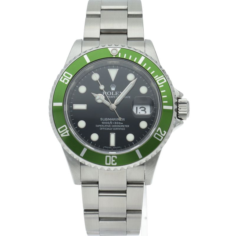 Rolex Submariner Date Green Roulette Lime Bezel Box SS Watch Black — view 2
