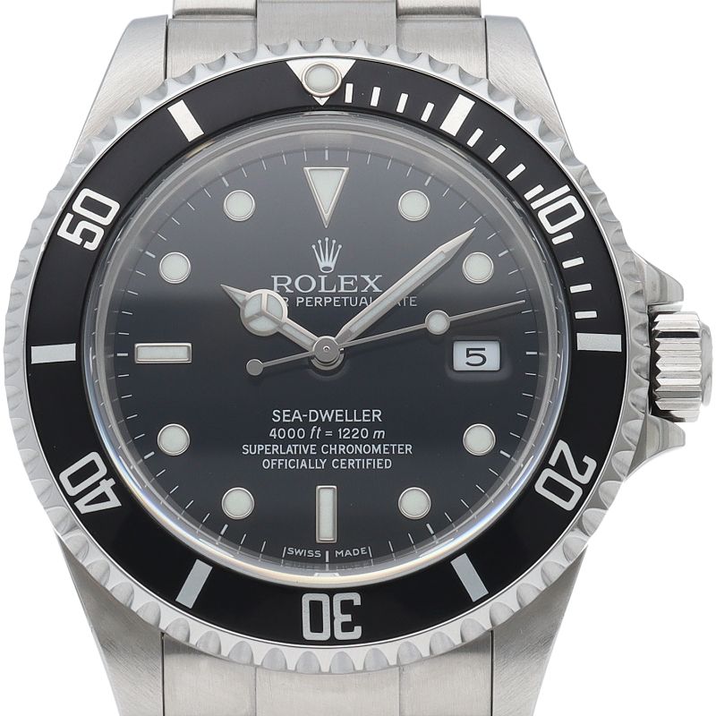Rolex Sea Dweller Box SS Watch Black Polished