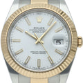 Rolex Datejust 41 Watch Oyster Box 18k Yellow Gold SS White Polished