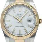 Rolex Datejust 41 Watch Oyster Box 18k Yellow Gold SS White Polished