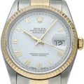 Rolex Datejust Watch 18k Yellow Gold SS White Polished