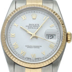 Rolex Datejust Watch 18k Yellow Gold SS White Polished